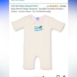Merlin’s Magic Sleepsuit - Swaddle Transition in cream; 3-6 month baby size